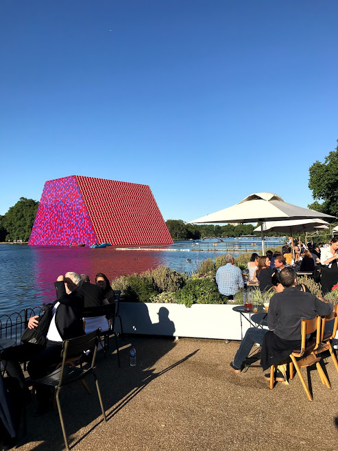 Christo's Mastaba Lido view, Serpentine Lake, London, June 2018.