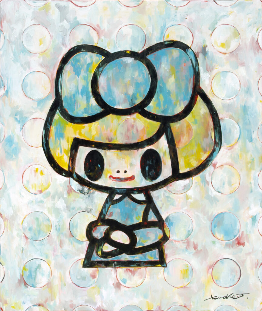 Tomoko Nagao, Gioconda water-blue ribbon white dots, 2018, oil on canvas, 100 x 120cm